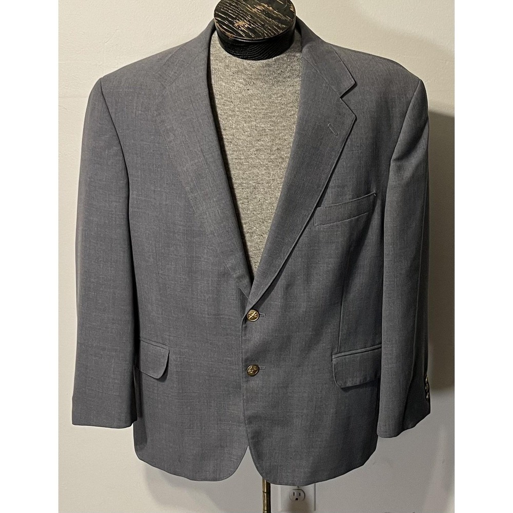 Eddie Bauer Wallstreet Collection Mens 46R Gray Wool Blend Two Button Sport Coat